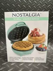 NOSTALGIA MY MINI WAFFLE MAKER MWF5TL 5" NON STICK TEAL