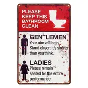 Tin Metal Sign Keep Bathroom Clear Restroom 20x30cm Rustic Look Vintage