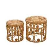 Tessa Natural Rattan Side Coffee Table (Set of 2)