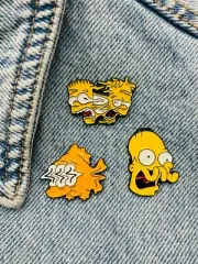 New Enamel Pin The Simpsons Bart Fish Homer Metal Plug Gift 1 Piece