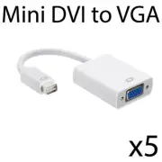 Mini DVI to VGA Adapter Monitor Connector Converter for MacBook PowerBook 5PCS