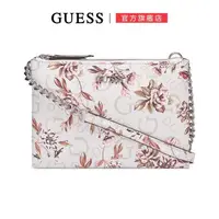 在飛比找momo購物網優惠-【GUESS】滿版LOGO花朵多層鍊條肩背包(粉)