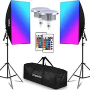 LED Softbox Lighting Kit, Zingbabu 20'' x28'' RGB Softbox Kit with 3200-6000K Led Bulb and Lighting Stand for YouTube Video Photography