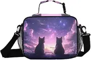 Cats Back Galaxy Insulated Lunch Box for Women Men - Ideal for Work, Picnics - Includes Adjustable Shoulder Strap