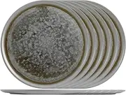 H&H Set of 6 Pizza Plates, Velvet, Anthracite, Stoneware Porcelain, 32 cm
