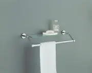 Glass Bathroom Shelf With Towel Rack Attached Combo Chrome Finish Shelving Float