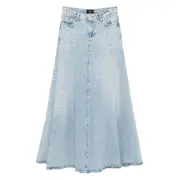 [7 For All Mankind] 7 For All Mankind Logo-patch Denim Maxi Skirt 25 US BLUE