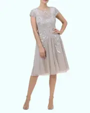 Aidan Mattox Beaded Short Sleeve Dress 10A 2665-