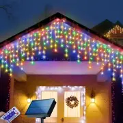 Luces Solares Para Exterior De Navidad 304 Led Carámbanos Multicolor 8 Modos