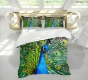 3D Blue Peacock A108 Animal Bed Pillowcases Quilt Duvet Cover Set Queen King Zoe