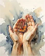 TAOPAOLAB Butterfly in Cupped Hands Paint by Numbers Kit for Adults - DIY Butterfly in Hands Painting on Canvas 16x20In, Acrylic Paint Set, Suitable for Beginners, Art for Home Decoration or Gifts