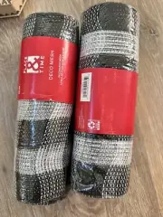 Lot of 2 Place & Time Black/White Plaid Wreath Decorative Mesh Ribbon 10 x 30ft