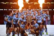 NSW BLUES STATE OF ORIGIN NRL RUGBY TEAM PHOTO ,PREMIERS ,QLD MAROONS 2