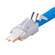 Dynamix RJ-45PTC6AS-50J Cat6A RJ45 Connector - 50pc STP - External Ground - Push Through - 3 Prong - 50u Gold - Max 1.35mm Conductor [RJ-45PTC6AS-50J]