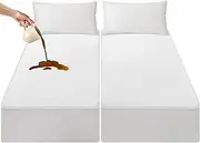 LVYSHOW Mattress Protector 1 Pack, Cotton Waterproof Mattress Protector, Soft Breathable Noiseless Mattress Protector with Stretchable Pockets, Fitted up to 16 to 18 Inches (Split King)