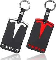SPORWAY Key Chain for Tesla: Card Case for Tesla Model 3 Model Y, Anti-Fall Wear-Resistant Silicone Key Fob Protector, Black Tesla Card Case for Model 3 Model Y Button Accessories, Black, One Size
