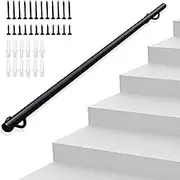 Outdoor Grab Rail - Complete Kit Black Metal Handrail for Indoor Stairs Railing 60cm 90cm 1m 1.5m 2m 3m 4m 5m 6m Staircase Handrails Banister for Home Corridors(18ft/540cm)