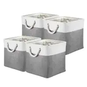 Storage Baskets Fabric Collapsible Cube Baskets, 4Pack, Beige/Green