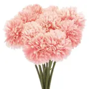 Artificial Flower Heads Silk Chrysanthemum Hydrangea Light Red Faux 12Pcs