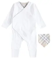 [Burberry Kids] Burberry Kids Baby cotton playsuit and bib set M 12 white