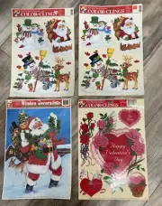 Vintage Static Cling Window Decorations Christmas & Valentines Color-Clings