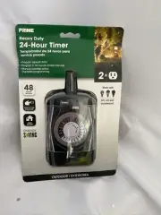 Prime Outdoor 24 Hour Mechanical Timer With Two Grounded Outlets 125 V Black