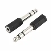 Microphone 6.35mm Male to 3.5mm Female Audio Connector Jack Adapter Black 2pcs