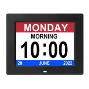 Digital Day Calendar Clock 12 Alarms Auto-Dim Options Non-Abbreviations Day &...