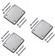 Parliky 3pcs Guitar Neck Plate Silver Guitar Neck Plate Screws Guitar Neckplate