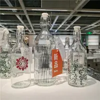 在飛比找蝦皮購物優惠-IKEA宜家玻璃瓶密封罐儲物罐泡酒瓶自釀葡萄酒瓶透明酒水瓶空