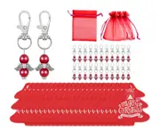 24X Red Merry Christmas Tree Keychain Craft Angel Wings Pendant Snowman Charm