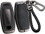 ontto Alloy Car Key fob Cover Fit for Nissan Rogue Pathfinder X-Trail T33 Qashqai J12 Kicks Juke Ariya Altima 2022 2023 2024 Leather Key case Shell Key Holder Keyring Keychain Accessories Black