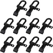 10Pcs Paracord Bracelet Shackle Buckle, Bow Anchor Shackle Clasp D Shackle Clip Adjustable for Survival Bracelet Black
