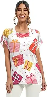 [RPLIFE] Colorful Birthday Gifts Pink Women Tops Flowy Off Shoulder Top, Beach Blouse