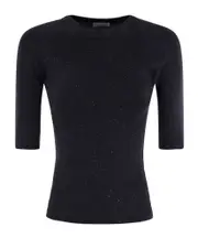 Sparkling ribbed cashmere sweater S,XS,L,M Black