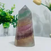 390g Natural Fluorite Crystal Obelisk Quartz Tower Healing Wand Point