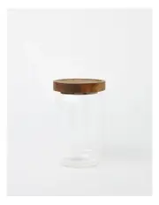 [The Cooks Collective] Glass Storage Jar with Acacia Lid 700ml in Clear