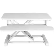 VIVO White Height Adjustable 28" Standing Desk Monitor Riser, Sit Stand Tabletop