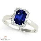 1.15 ct. Natural Blue Emerald Cut Sapphire Ring 0.20 ctw. Diamond 18K White Gold