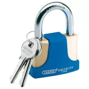 Draper 52mm Solid Brass Padlock and 2 Keys with Hardened Steel Shackle 64166