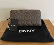 DKNY AUTHENTIC BRYANT ZIP AROUND WALLET BROWN RRP $179.95