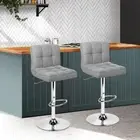Set of 2 Counter Fabric Swivel Bar Stool Modern Heavy Duty Kitchen Pub Seat