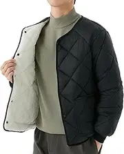 [JEShifangjiusu] Men's Casual Windproof Jacket Quilted Puffer Coat Windbreaker Lightweight Sportswear, Black 1, L