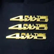 3x 4WD FULL TIME Golden Chrome Metal Badge Emblem Decal Sticker Turbo Hybrid SUV (for: MG)