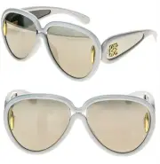 LOEWE LW40132I 40132 ANAGRAM PAULA IBIZA Aviator Mask Silver Mirror Sunglass 24C