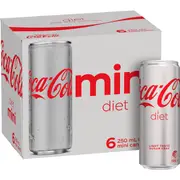 Coca-Cola Diet Soft Drink Mini Cans 250mL X 6 pack