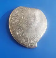 Vintage Silver Tone Compact Hand Held Mirror. Elgin American