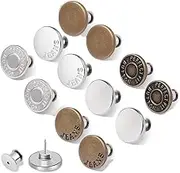 Jeans Button Pins, 12Pcs No Sew Instant Buttons, Fashion Jean Replacement Detachable Metal Pins for Pants
