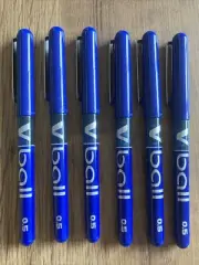 Pilot V-Ball 0.5mm Pure Liquid Ink Rollerball Pens Blue, PKT 6 PENS (BRAND NEW)