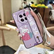 Phone Case Compatible with Oppo Find X8s, Silicone Lanyard Wrist Strap Back Cover Kickstand Soft case Protective Fashion Design Phone Holder